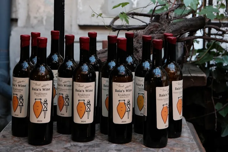 Bottles of natural wine on the table at Craft Wine Restaurant