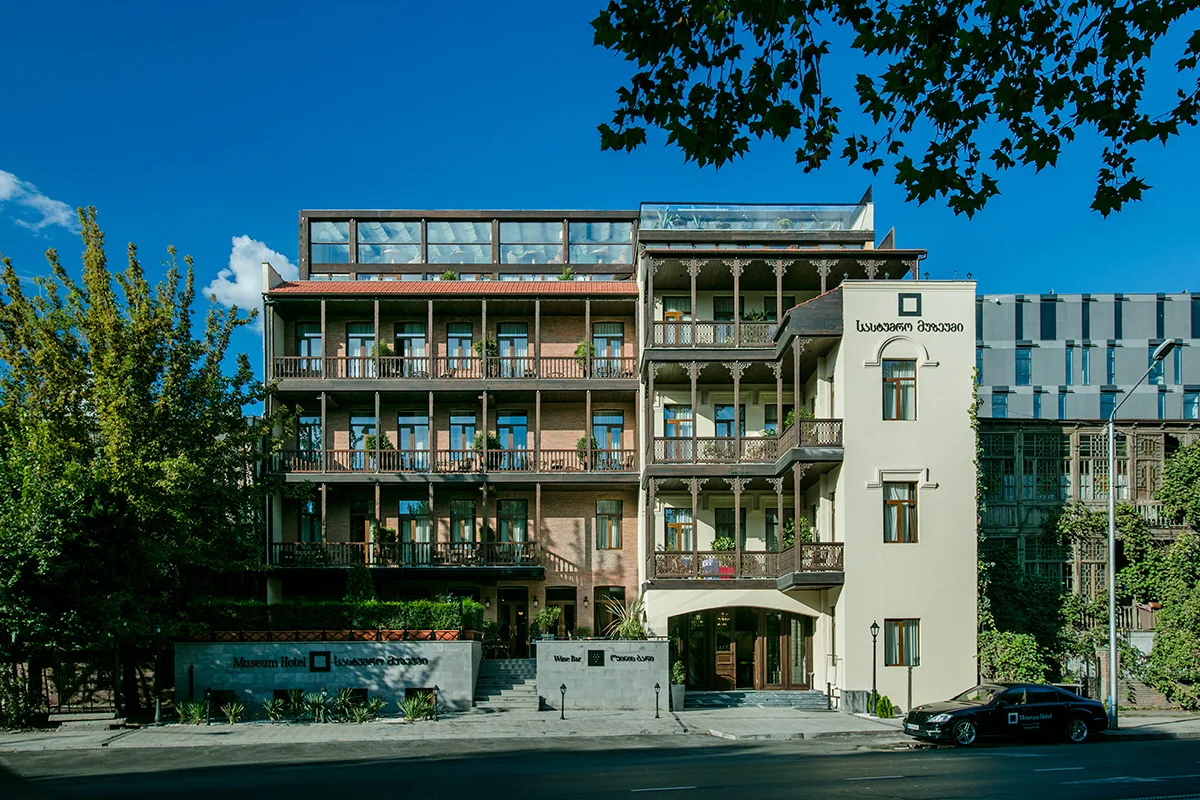 Museum Hotel's balconied facade on Orbeliani Street