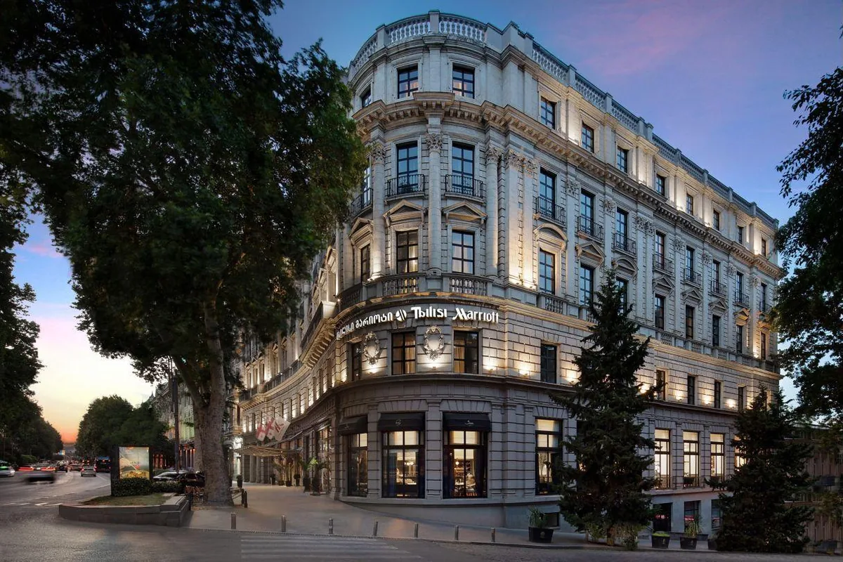 Tbilisi Marriott's facade on Rustaveli Avenue