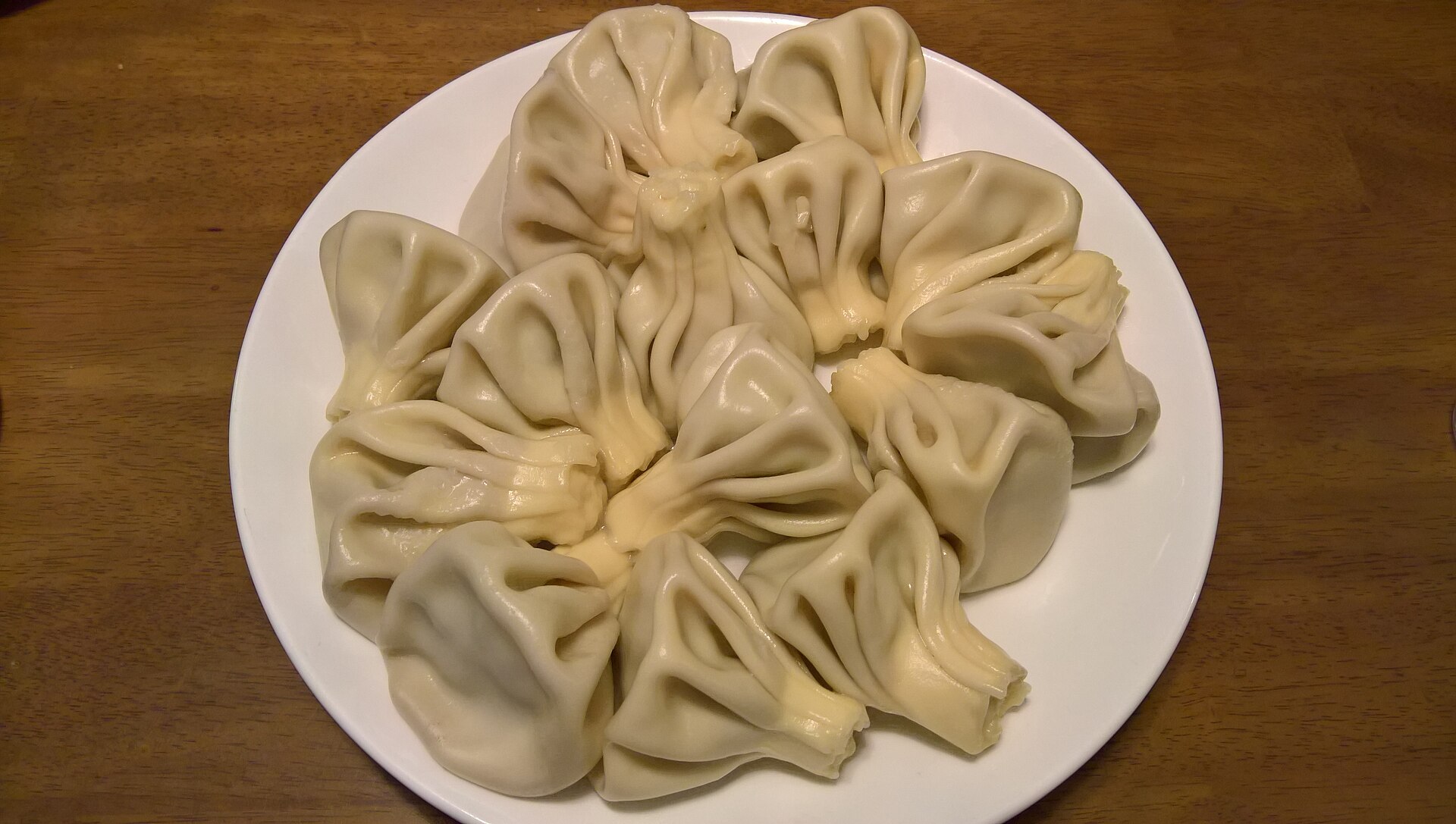 A plate of khinkali, Georgian dumplings stuffed with meat