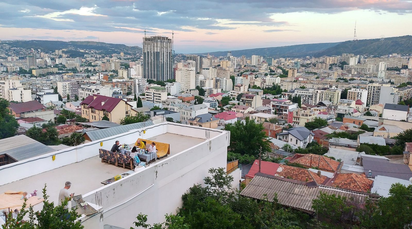 View of the eastern part of the Saburtalo District of Tbilisi from Zemo Vedzisi neighbourgood, taken from the stairs connecting the upper Meri Davitashvili