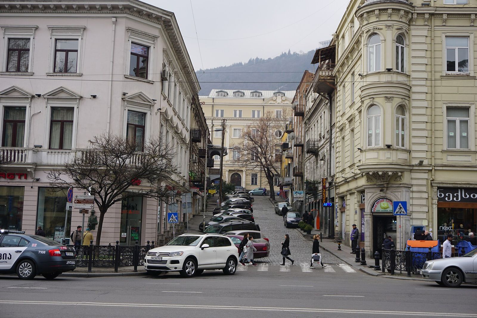 The corner of Rustaveli Avenue and Mitrofan Lagidze Street in central Tbilisi, the street named after the soda's inventor