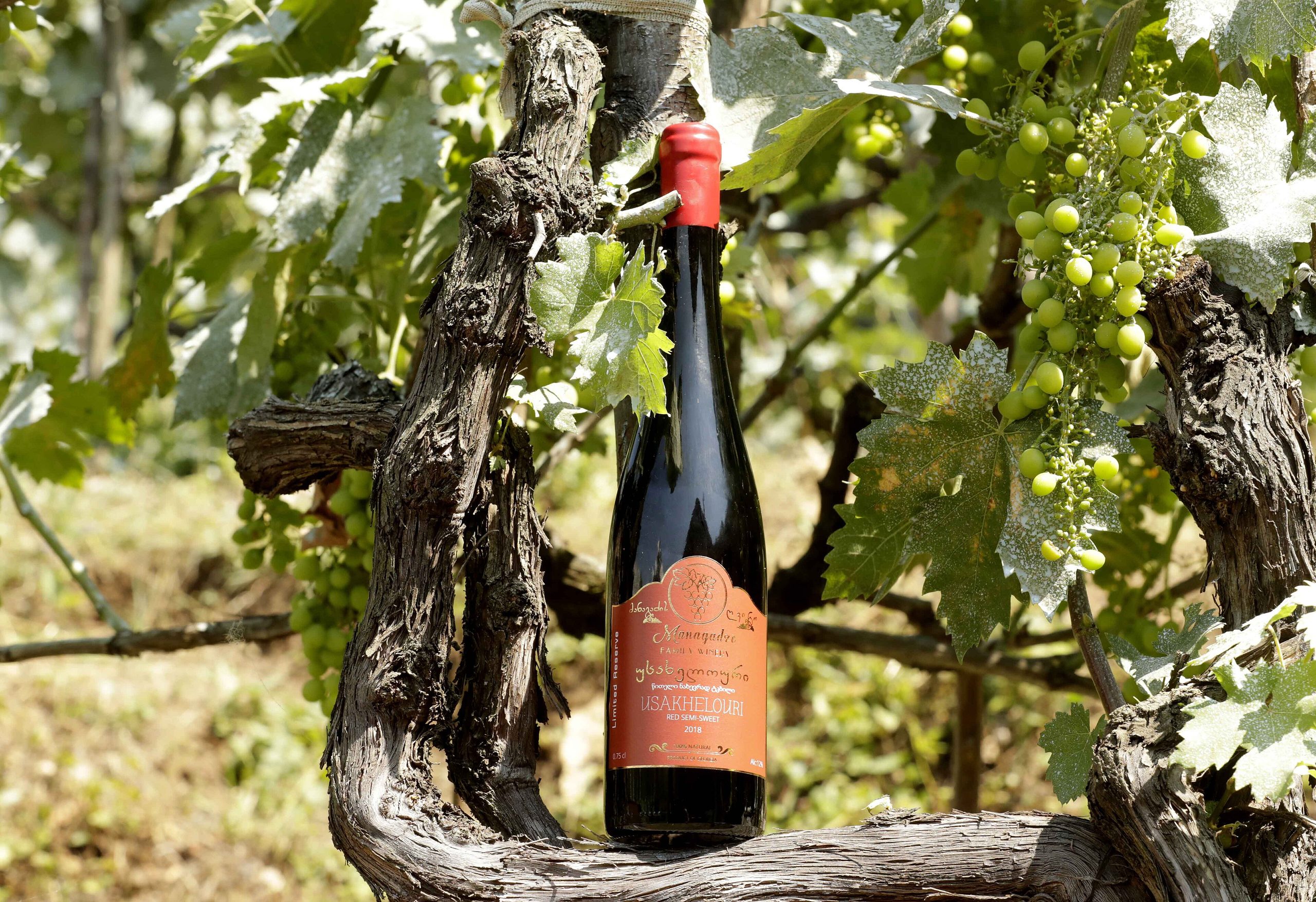 Bottle of Usakhelauri Wine