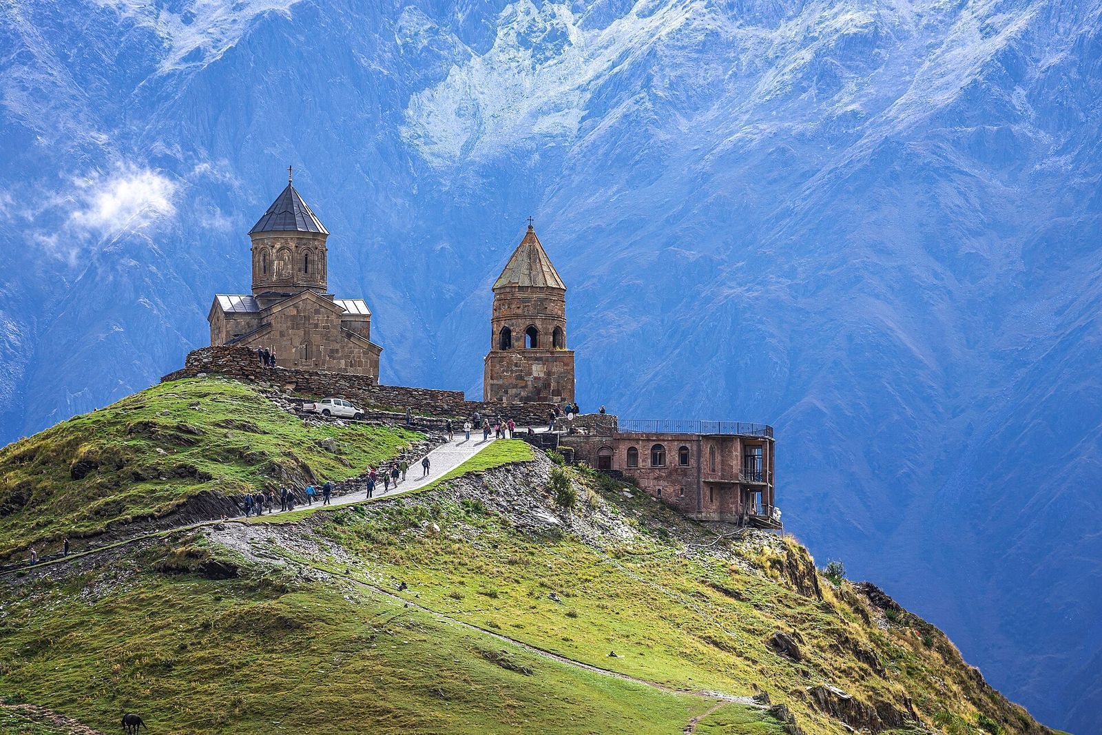 Gergeti Trinity Church is a popular name for Holy Trinity Church near the village of Stepantsminda in Georgia. The church is situated on the right bank of the