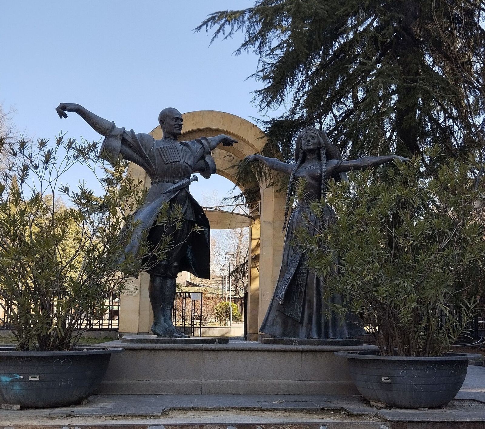 Bronze statues of two Georgian dancers in Jansug Kakhidze Garden, off Aghmashenebeli Avenue in Tbilisi