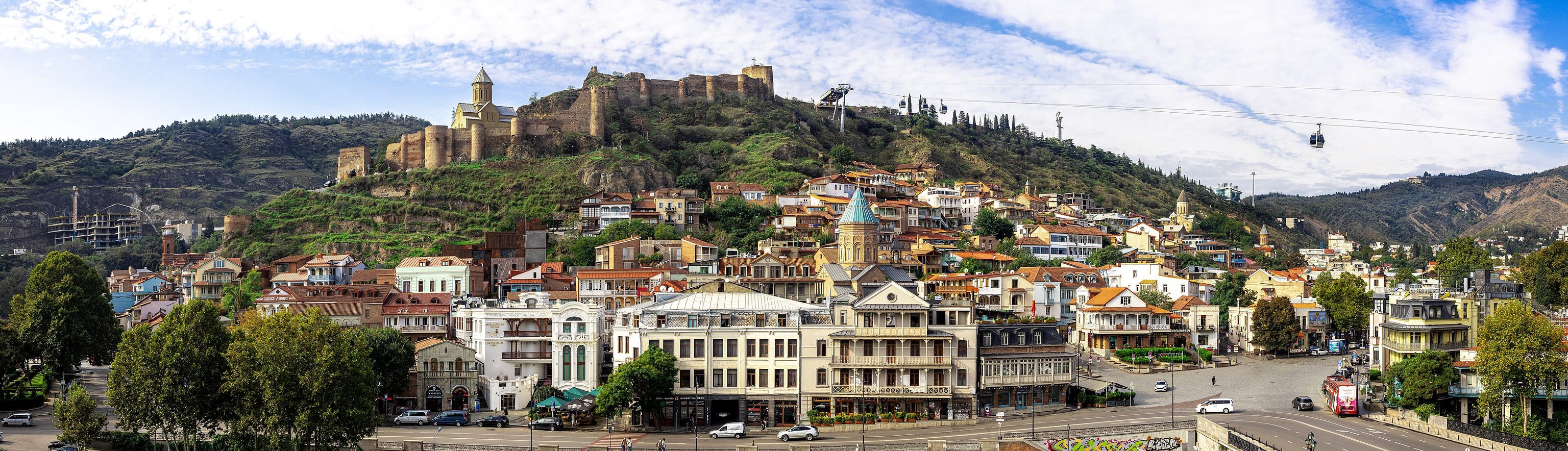 Old Tbilisi from Metekhi, with Narikala Fortress on the ridge above the old town