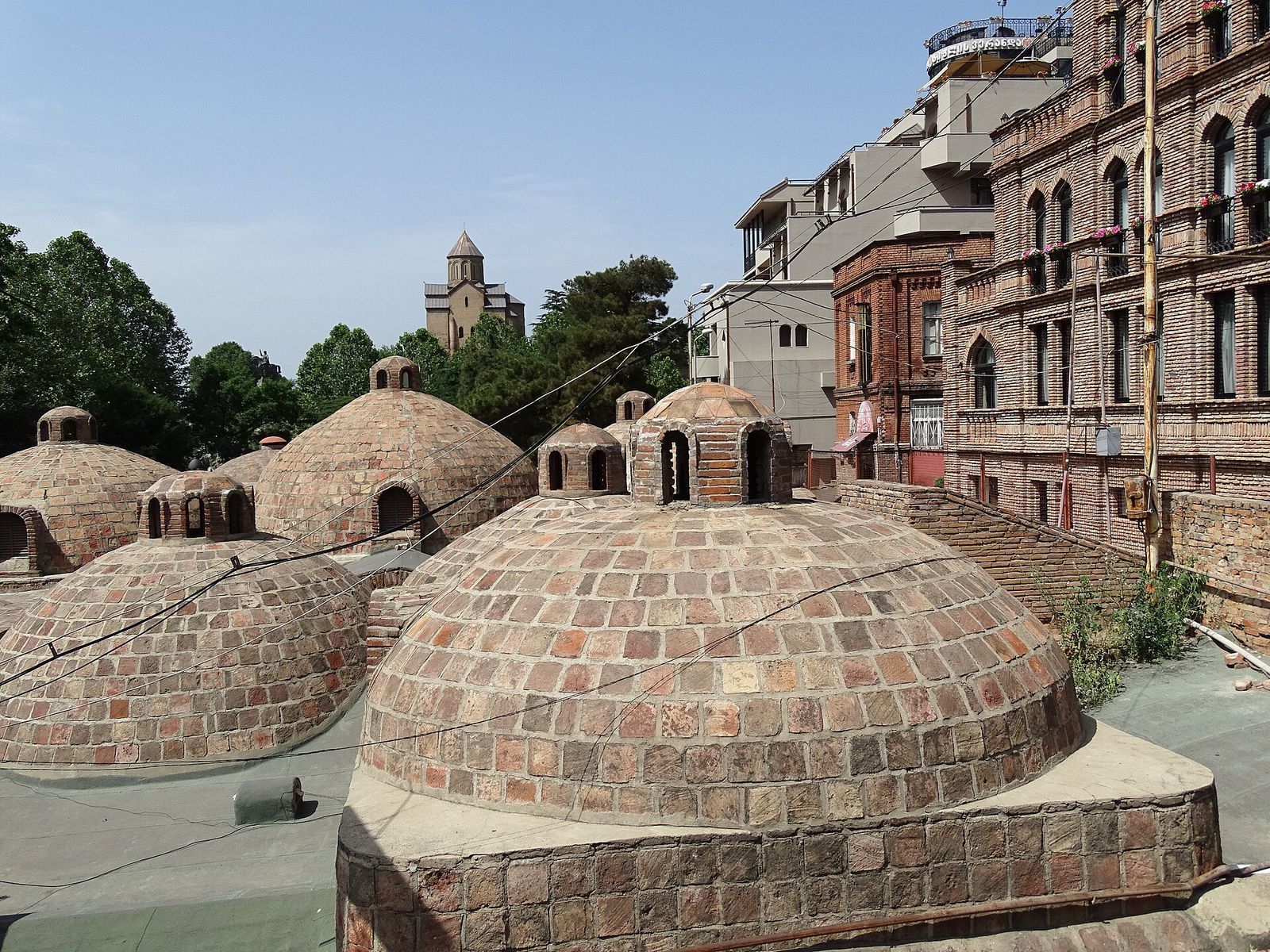 Brick domes on the roof of the Royal Bath in Abanotubani, Tbilisi