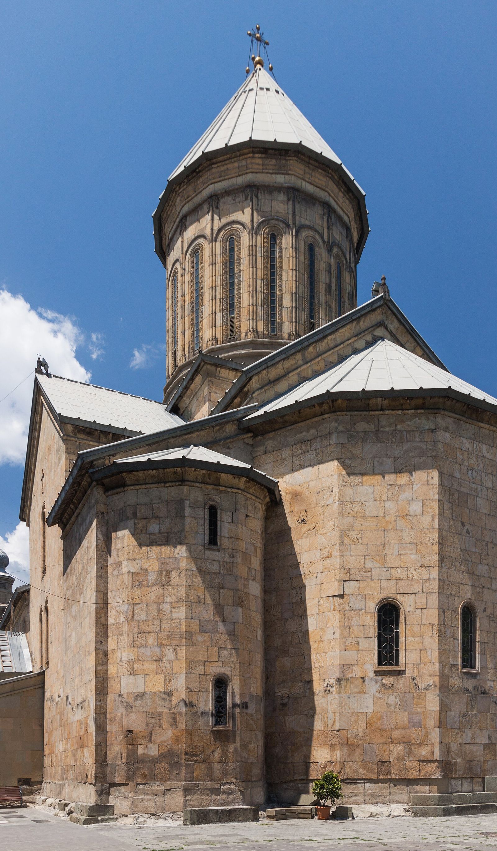 The stone walls and conical dome of Sioni Cathedral in Kala, the oldest quarter of Tbilisi