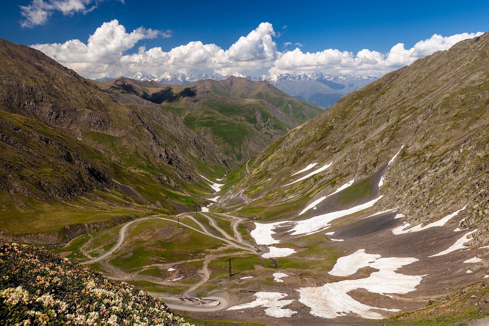Tusheti National Park, the road to Omalo, view from Abano pass, Georgia.