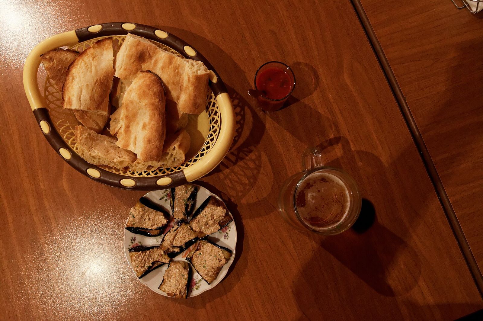 Georgian bread and eggplant. Tbilisi, Georgia.