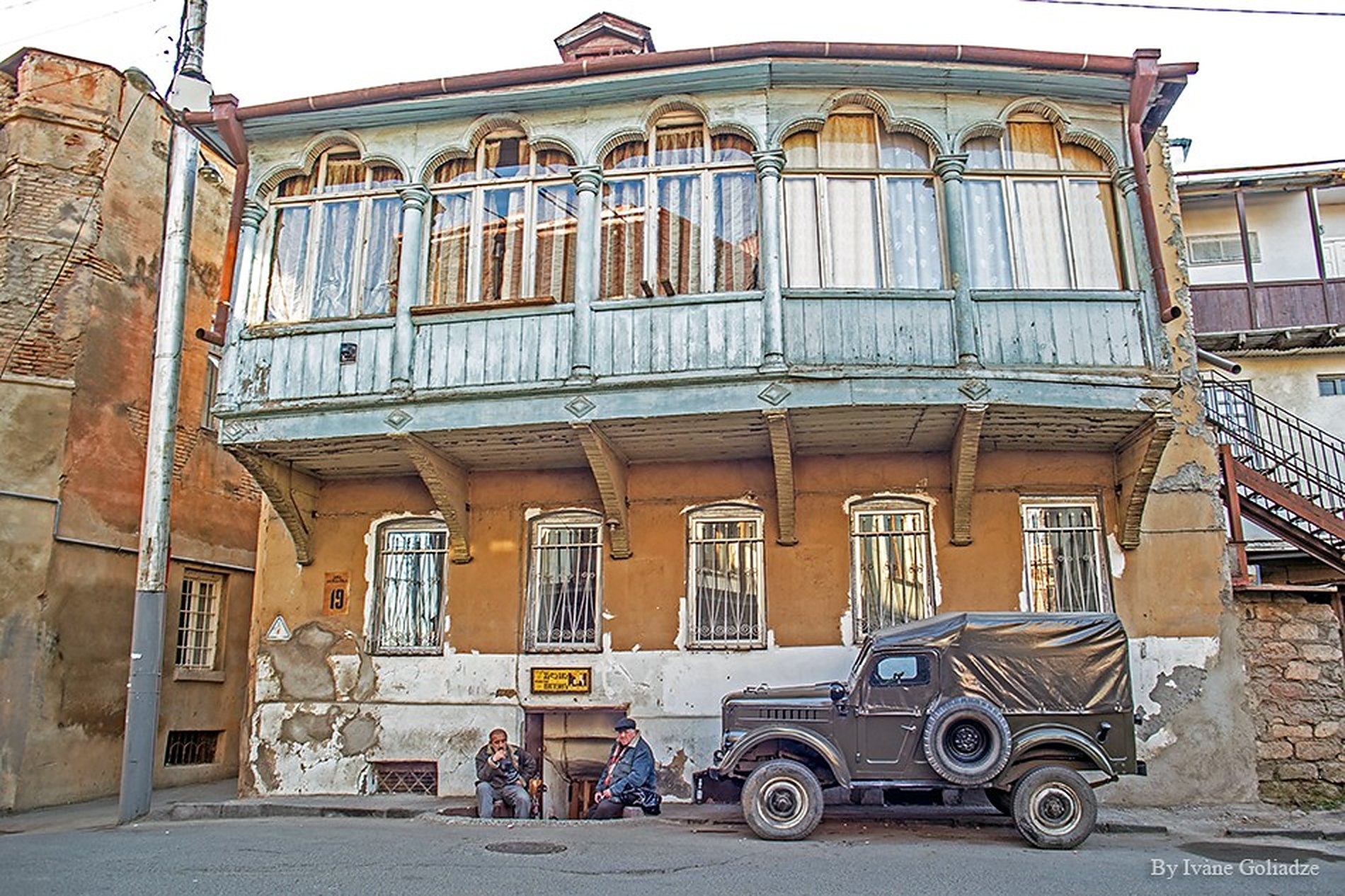 Carved wooden balconies in Old Tbilisi