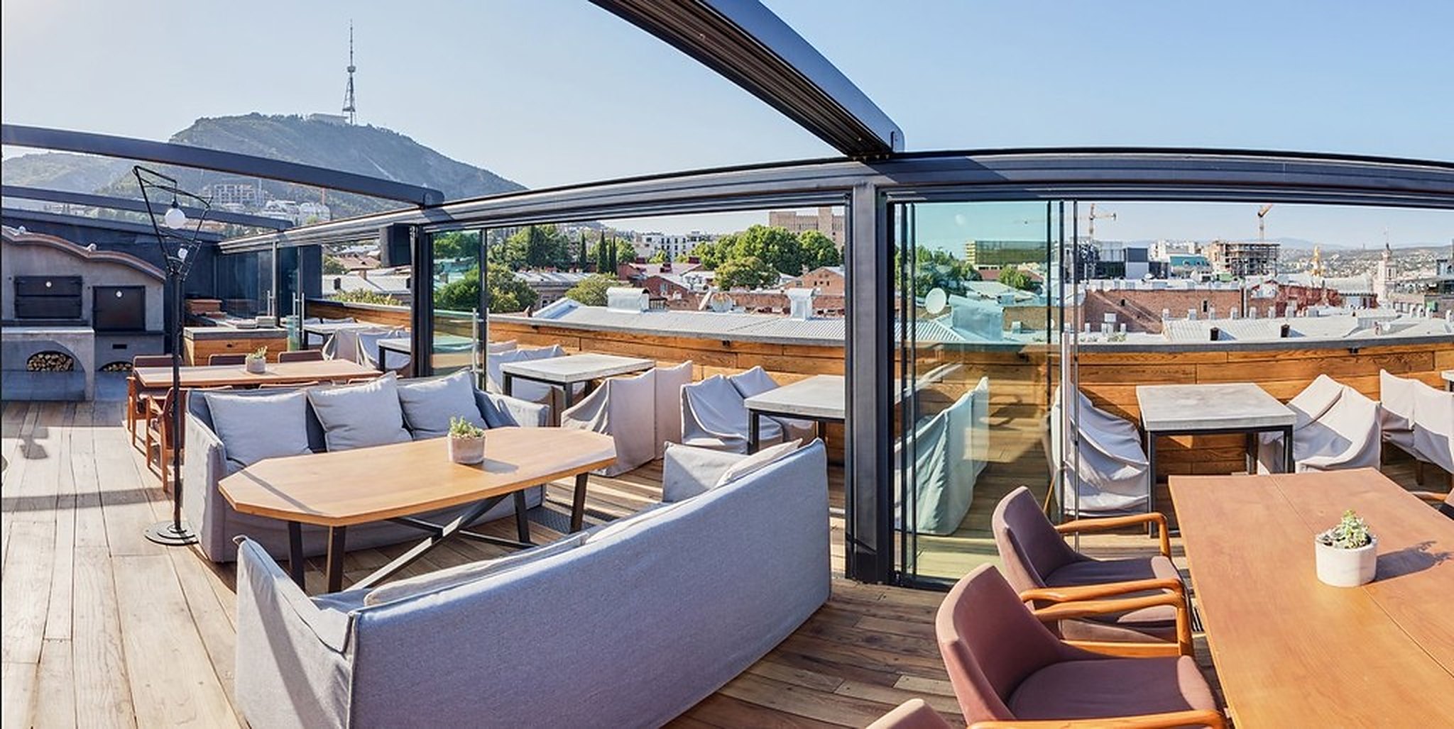 Hotel rooftop terrace over Tbilisi